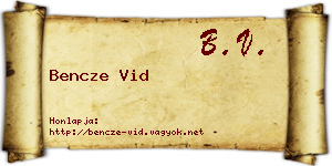 Bencze Vid névjegykártya