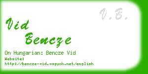 vid bencze business card
